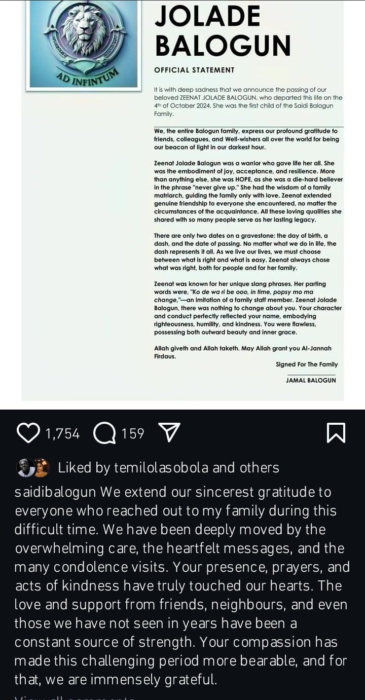 "She's a warrior” - Saidi Balogun breaks silence following daughter’s death